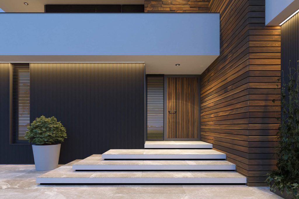 Floating step platforms to front door in Melbourne